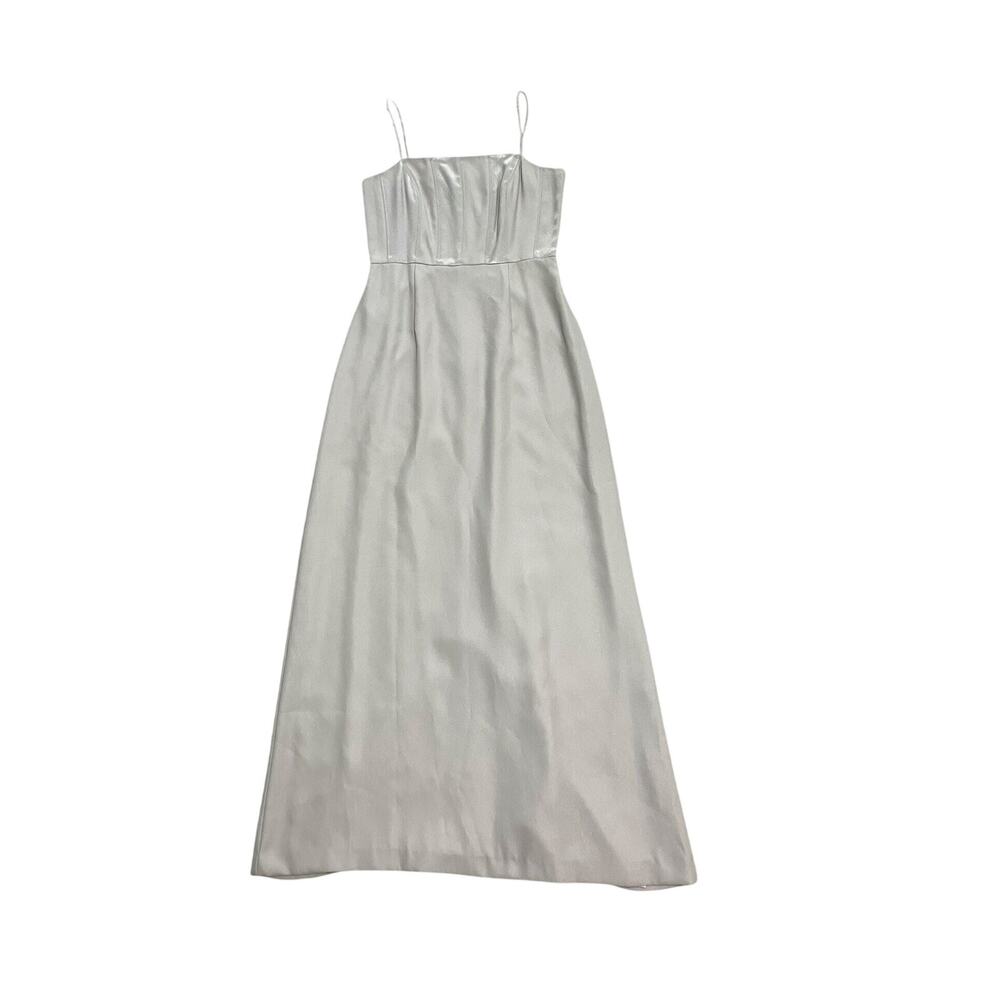 Champagne Long Gown Adrianna Papell Occasions Shimmery Neutral Sz 6 Formal Dress